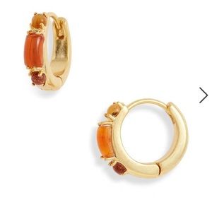 Madewell Stone Inlaid Huggie Hoop Earrings Brand New